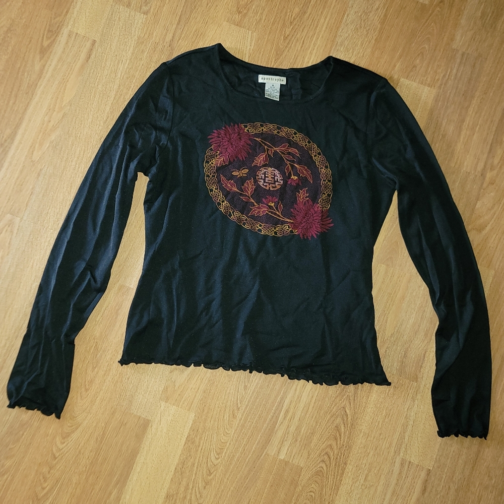 Apostrophe double mesh long sleeve top